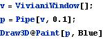 v=VivianiWindow[];
p=Pipe[v,0.1];
Draw3D@Paint[p,Blue]