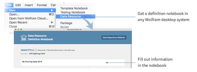 Get a definition notebook in any Wolfram desktop system, fill out information in the notebook