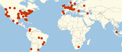 {{This generates a graphical map on which the locations in the last output (%) are indicated by points.}}