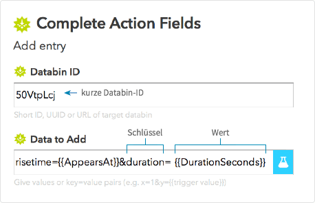 Add data by inputting your databin ID and what data you want to add.