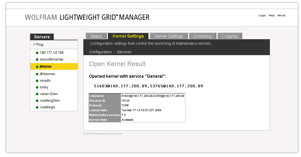 Wolfram Lightweight Grid Manager Interface