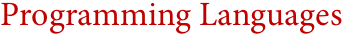 Programming Languages Programming Languages