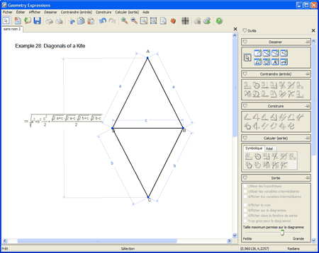 Diagonals of a kite in Geometry Expressions