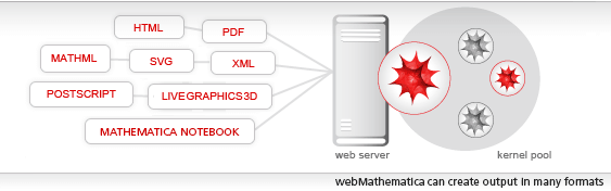 webMathematicaは多く形式で出力を生成することができます