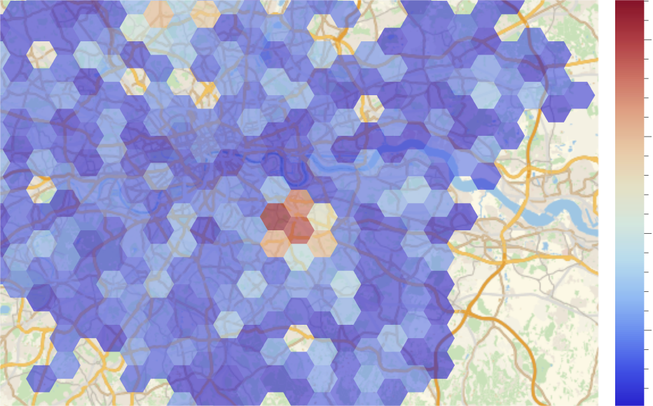 Image showing unified data overlaid on a map of London