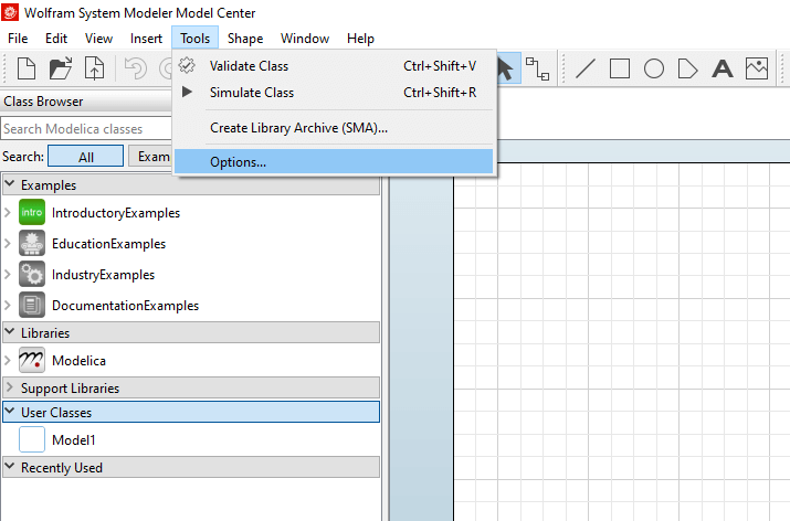 Compiler installation menu for Wolfram System Modeler on Windows